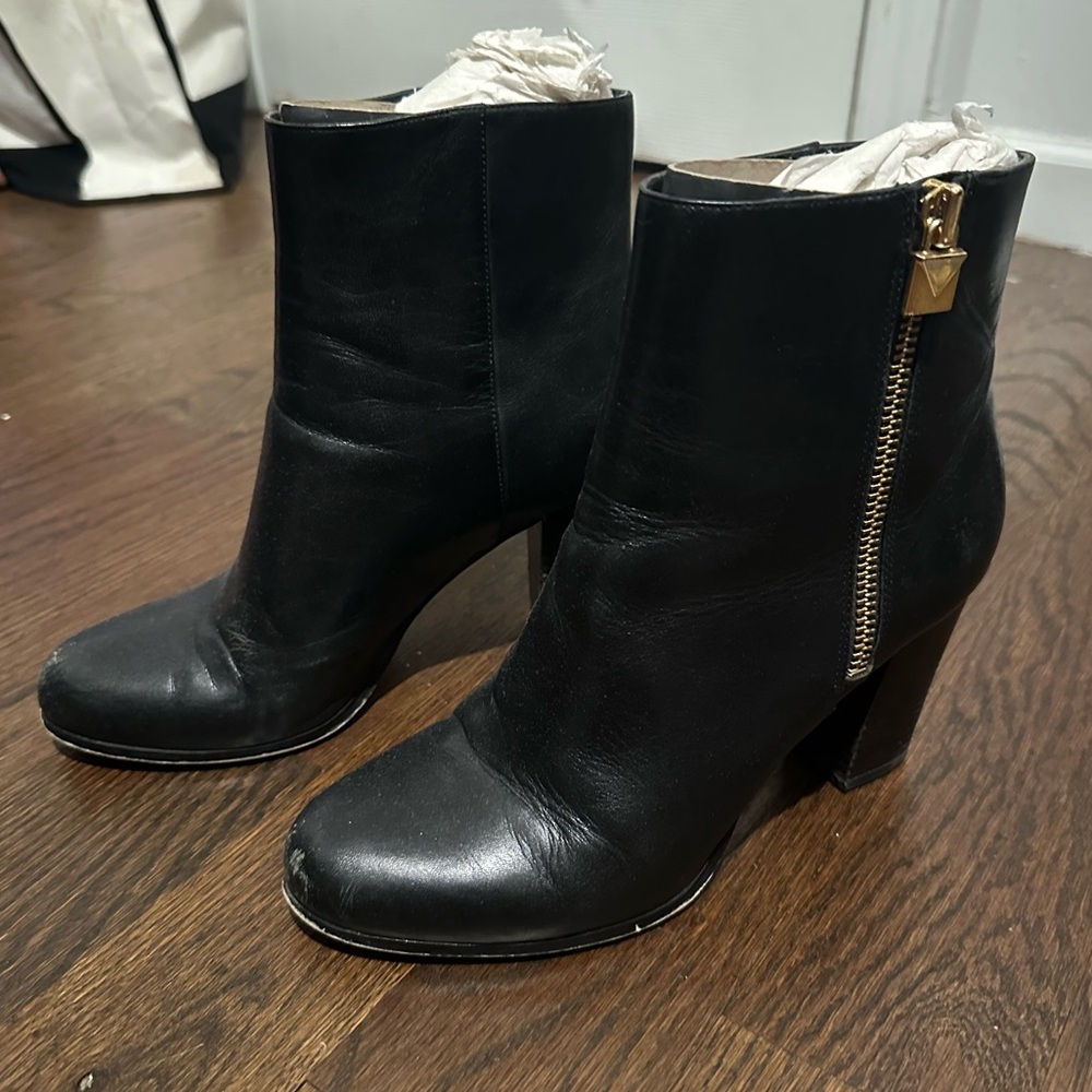 Black Michael Kors Leather Ankle Boots